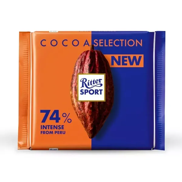 RITTER SPORT 74% INTENSE DARK CHOCOLATE BAR 100GM