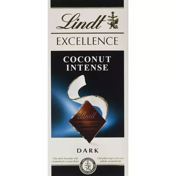 LINDT CHOC EXCE INTEN COCONUT DARK 100GM