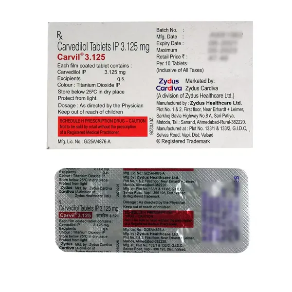 CARVIL 3.125MG 10TAB