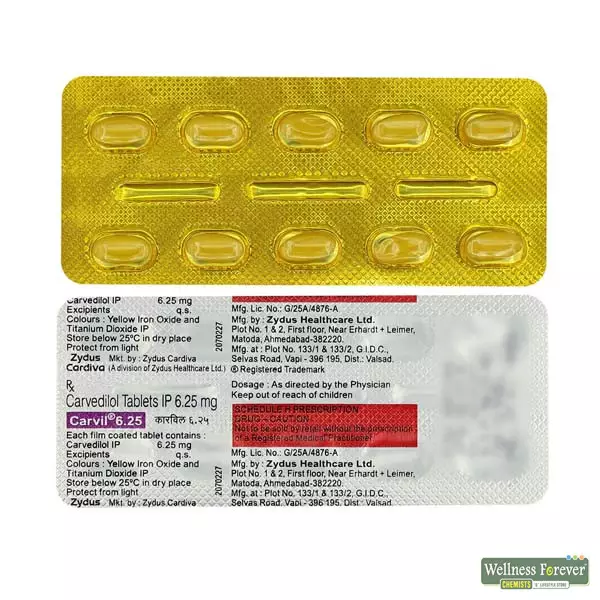 CARVIL 6.25MG 10TAB