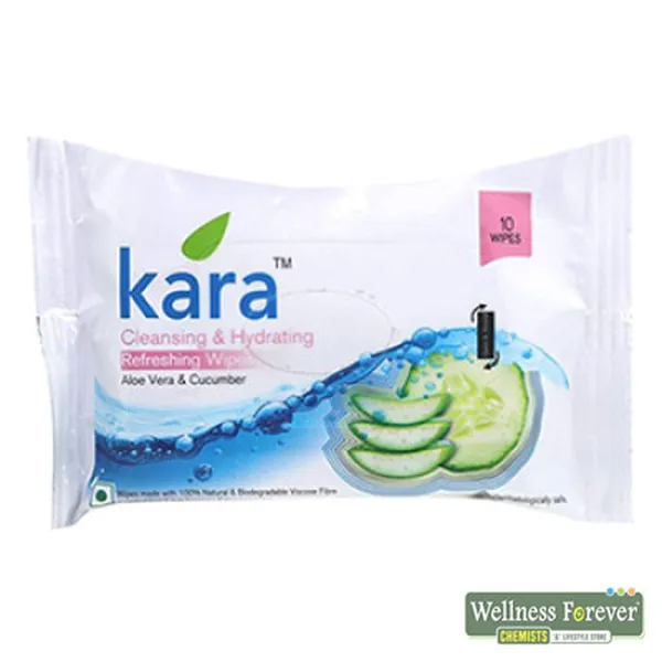 KARA REFRESHING ALOE VERA AND CUCUMBER FACIAL WIPES - 10 PIECES