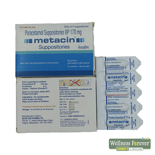 METACIN 170MG SUPP 5PC