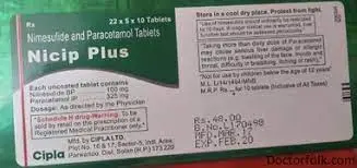 Nicip Plus 100mg/325mg Tablet 10s