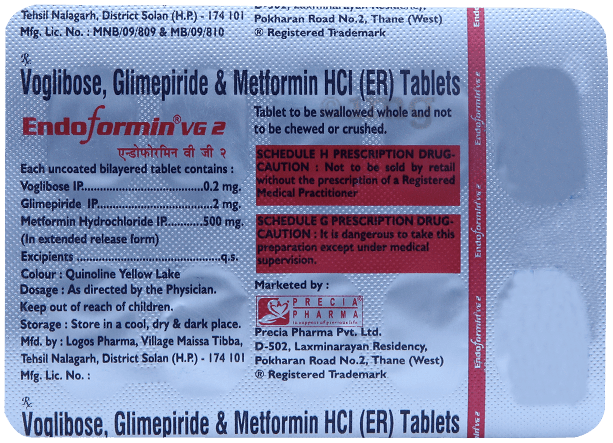 Endoformin VG  2mg/500mg/0.2mg Tablet ER