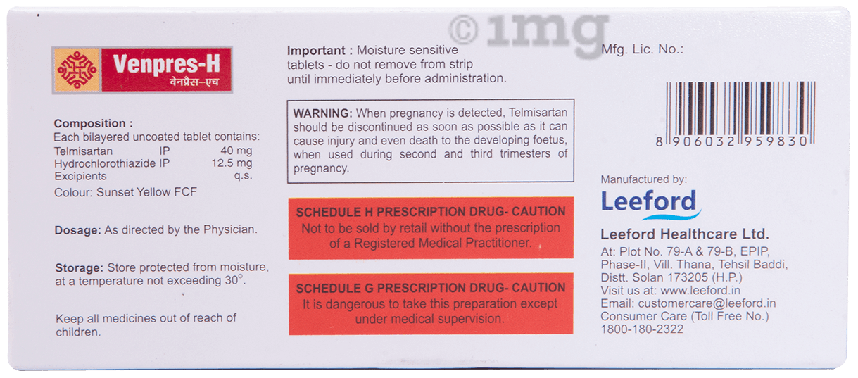 Venpres-H 40mg/12.5mg Tablet