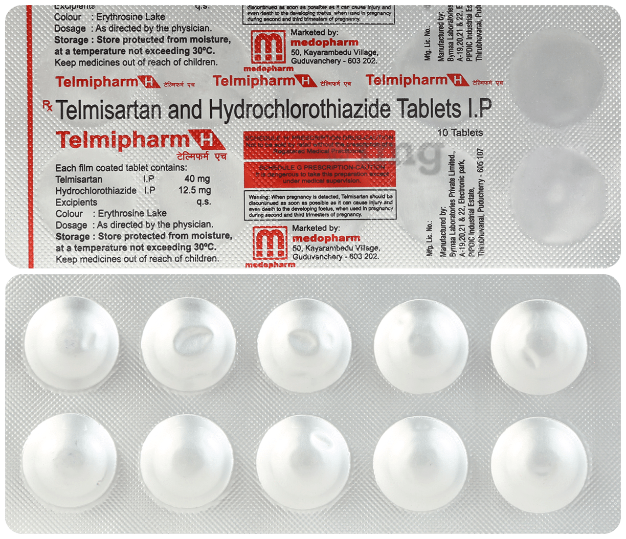 Telmipharm H 40 mg/12.5 mg Tablet