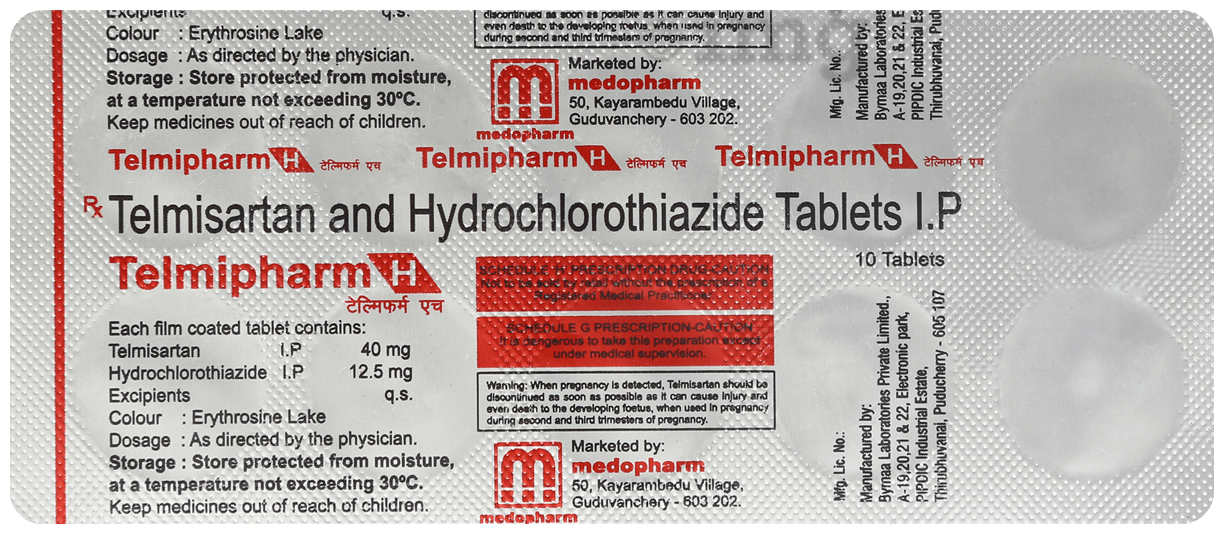 Telmipharm H 40 mg/12.5 mg Tablet