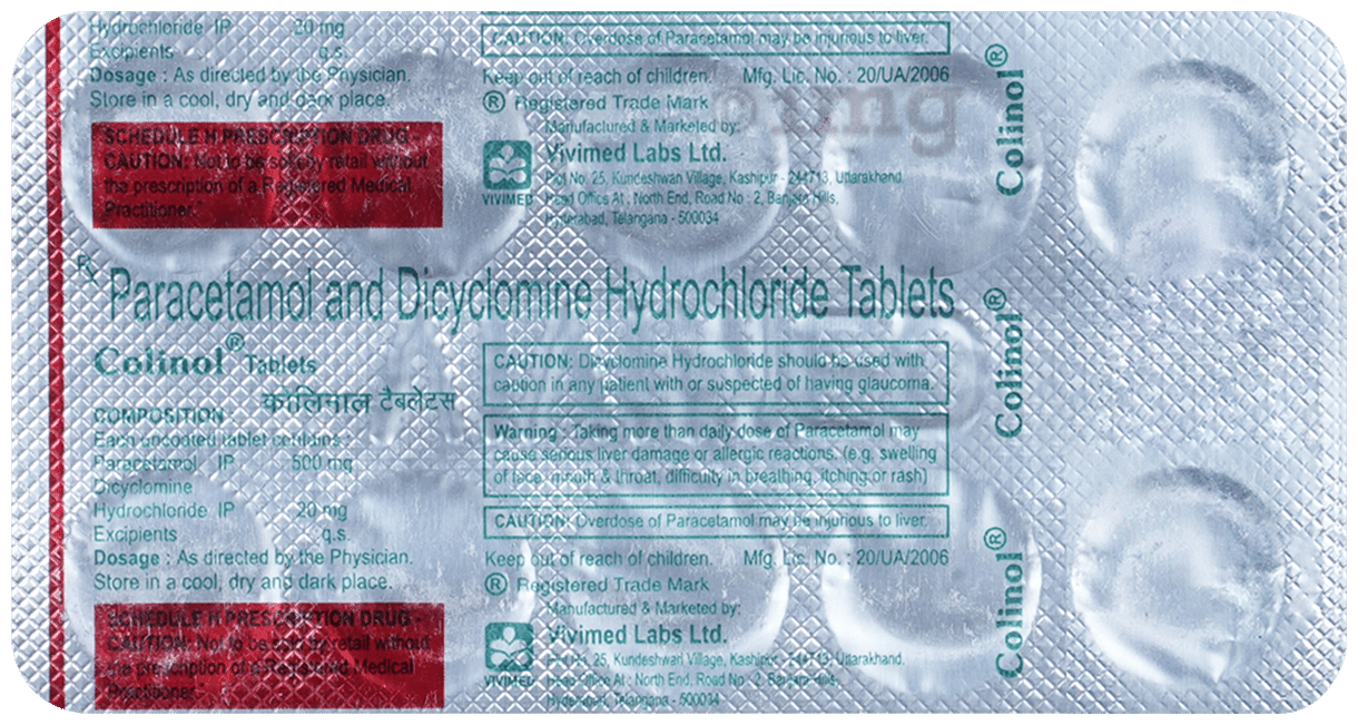 Colinol 20 mg/500 mg Tablet