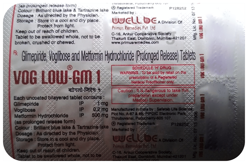 Voglow GM 1mg/500mg/0.2mg Tablet PR