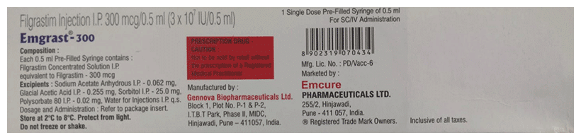 Emgrast 300mcg Injection