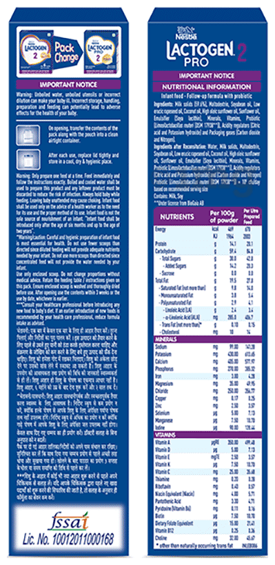 Nestle Lactogen Pro 2, Follow-Up Formula With Probiotic, After 6 Months Up To 12 Months | Powder Refill