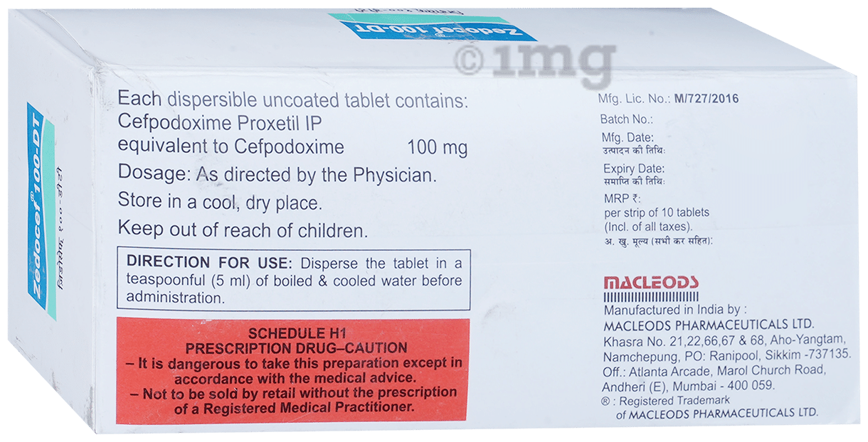 Zedocef 100mg Tablet DT