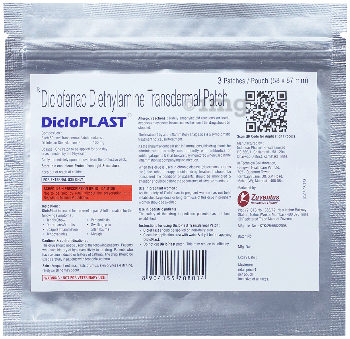 Dicloplast Diclofenac Diethylamine Transdermal Patch