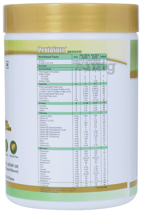 PentaSure Hepatic with Whey Protein, BCAA & MCT | Flavour Powder Creamy Vanilla
