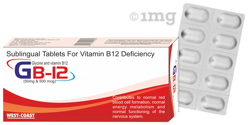 GB-12 Tablet for Vitamin B12 Deficiency, Antioxidant, production of DNA and RNA, Healthy Nerve Cells & Fatigu Tablet