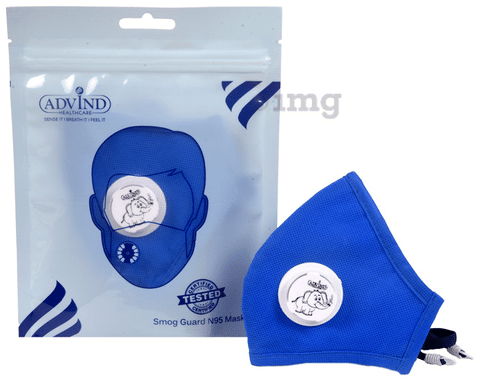 Advind Healthcare Smog Guard N95 Kids Mask with One Valve Small 6-10 Years Blue