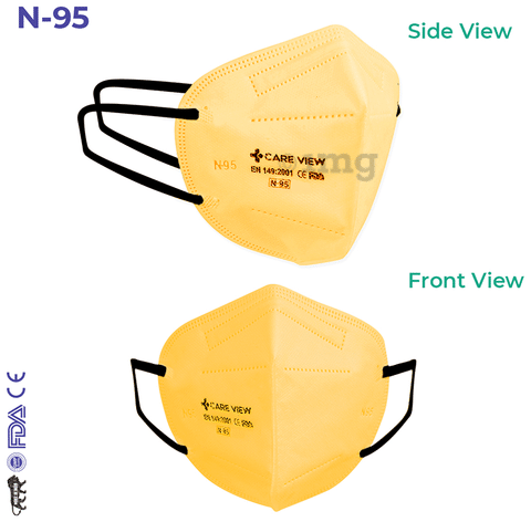 Care View Universal Yellow CV1221 N95 FFP2 Certified Earloop with 6 Layers Filtration Protective Mask