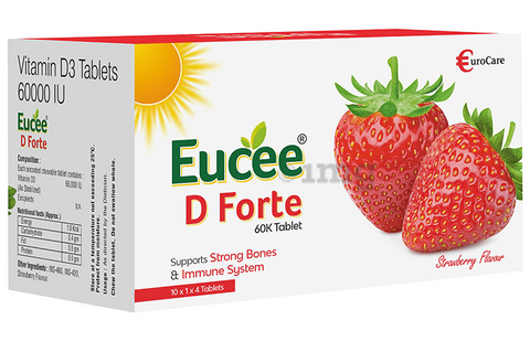 Eucee D Forte 60K Chewable Tablet Strawberry Sugar Free