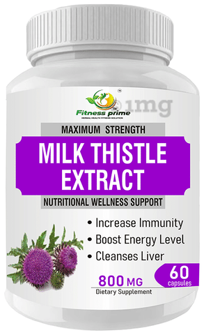 Fitness Prime Maximum Strength Milk Thistle Extract  Nutritional Wellness Support 800mg Capsule