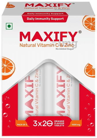 Maxify Natural Vitamin C & Zinc Effervescent Tablet (20 Each) Orange