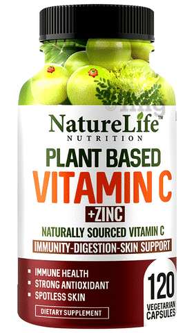 Nature Life Nutrition Plant Based Vitamin C+Zinc Vegetarian Capsule